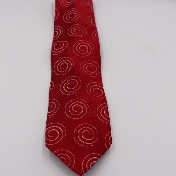Gianfranco Ferre Red Swirl Print Silk Necktie - Picture 3 of 7